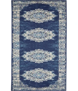 Nourison Home Grafix GRF14 Navy Blue 2 ft. X 6 ft. Area Rug