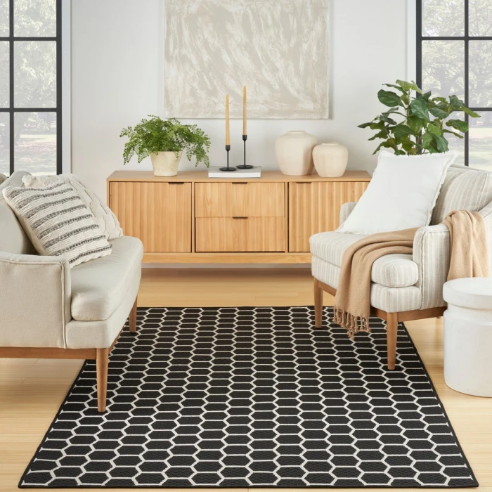 Nourison Twist Reversible Black TWS01 6 ft. X 9 ft. Rect. Rug