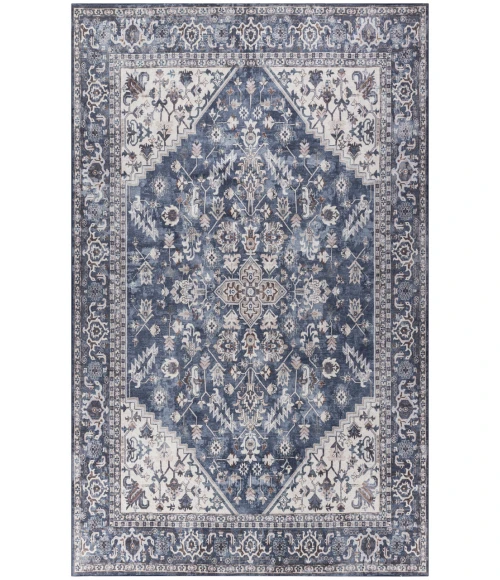 Nicole Curtis Machine Washable Series 1 Navy Ivory SR104 10 ft. X 14 ft. Rectangle Rug