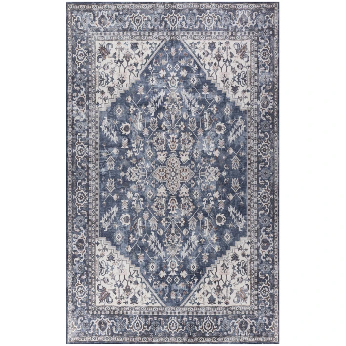 Nicole Curtis Machine Washable Series 1 Navy Ivory SR104 10 ft. X 14 ft. Rectangle Rug