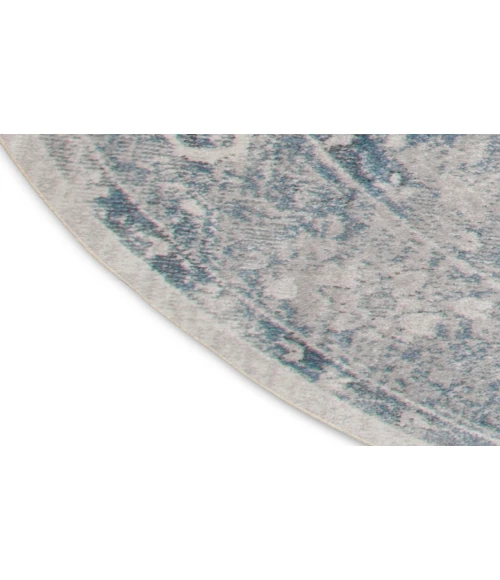 Nourison Astra Machine Washable Blue Ivory ASW11 5 ft. 3 in. Round Rug