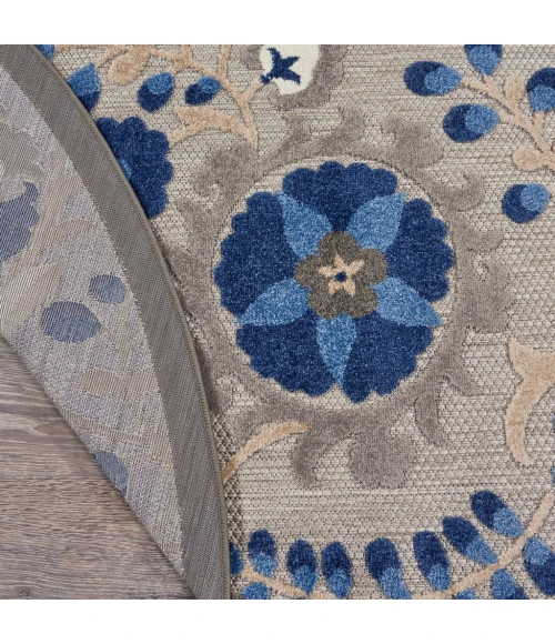 Nourison Aloha Round Area Rug ALH17-Natural/Blue