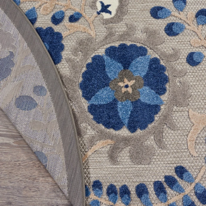 Nourison Aloha Round Area Rug ALH17-Natural/Blue