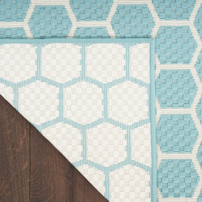 Nourison Twist Reversible Aqua TWS01 8 ft. X 10 ft. Rect. Rug