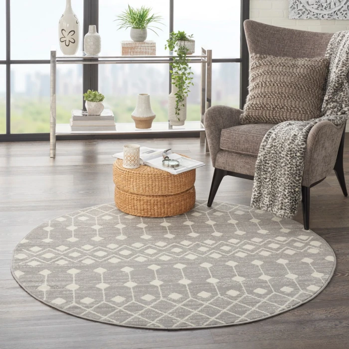 Nourison Grafix Round Area Rug GRF37-Grey