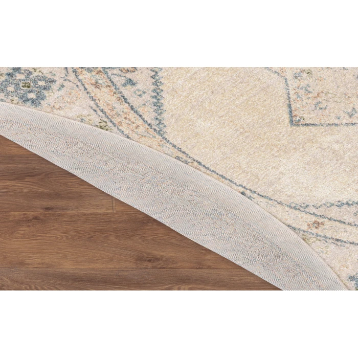 Nourison Astra Machine Washable Ivory Blue ASW13 5 ft. 3 in. Round Rug