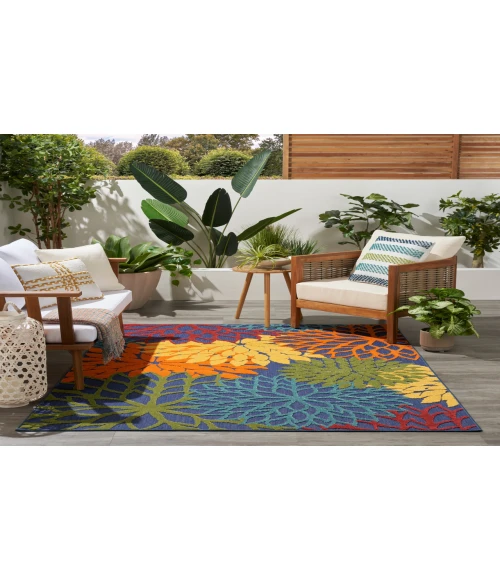 Nourison Aloha Navy Multicolor ALH05 5 ft. 3 in. X 7 ft. 5 in. Rectangle Rug