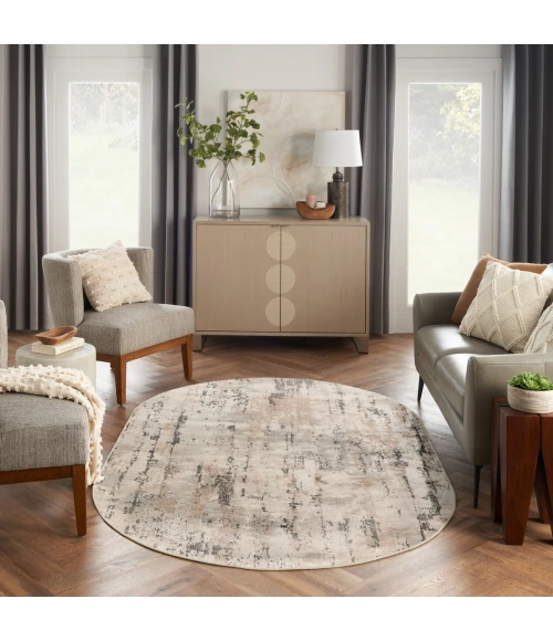 Nourison Quarry Beige Grey QUA01 6 ft. X 9 ft. Oval Rug