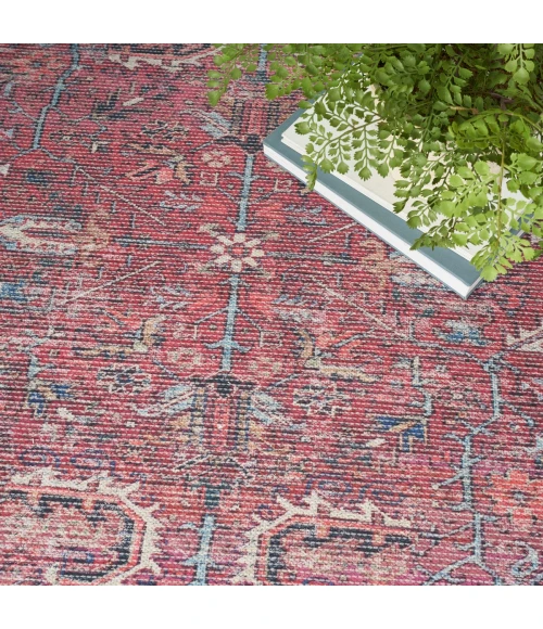 Nicole Curtis Machine Washable Series 1 Area Rug SR102 Red 4' x 6'