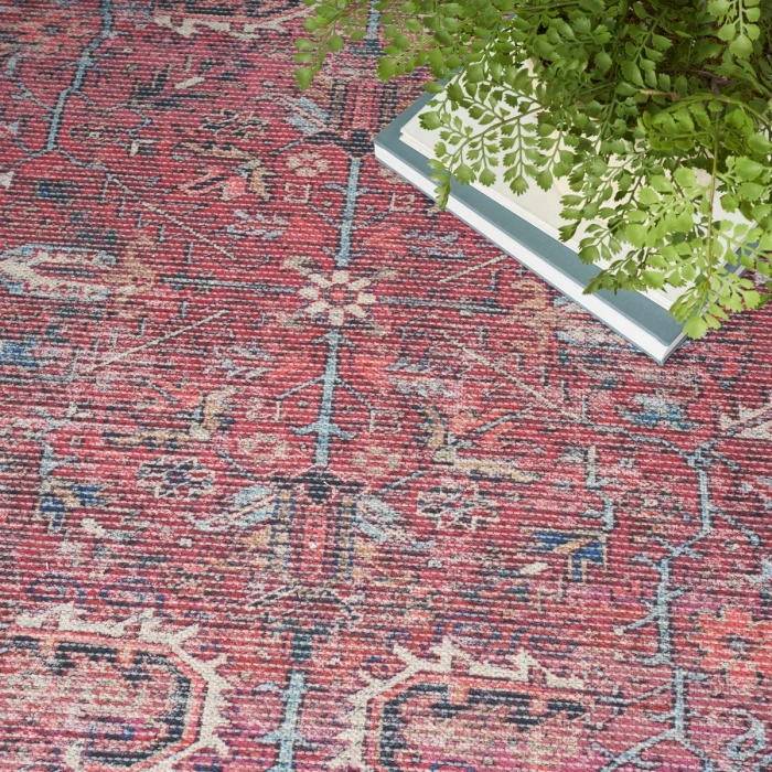 Nicole Curtis Machine Washable Series 1 Area Rug SR102 Red 4' x 6'