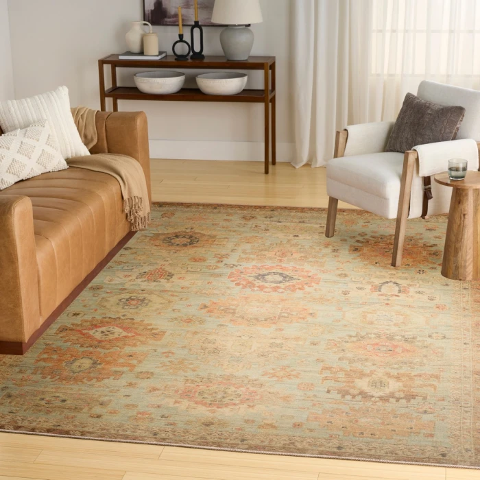 Nourison Vintage Washables Sage Multicolor VWS16 9 ft. X 12 ft. Rect. Rug