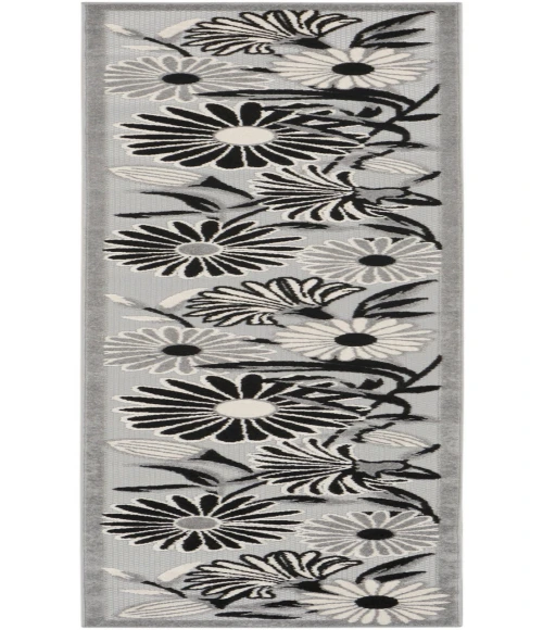 Nourison Aloha Black White ALH33 2 ft. 3 in. X 8 ft. Rectangle Rug