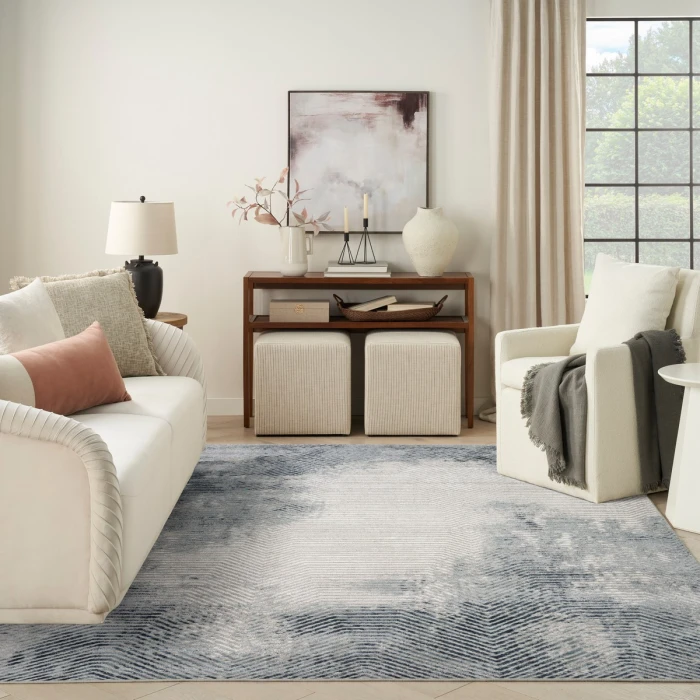 Nourison Dekor Grey Navy DEK04 7 ft. 10 in. X 9 ft. 10 in. Rect. Rug