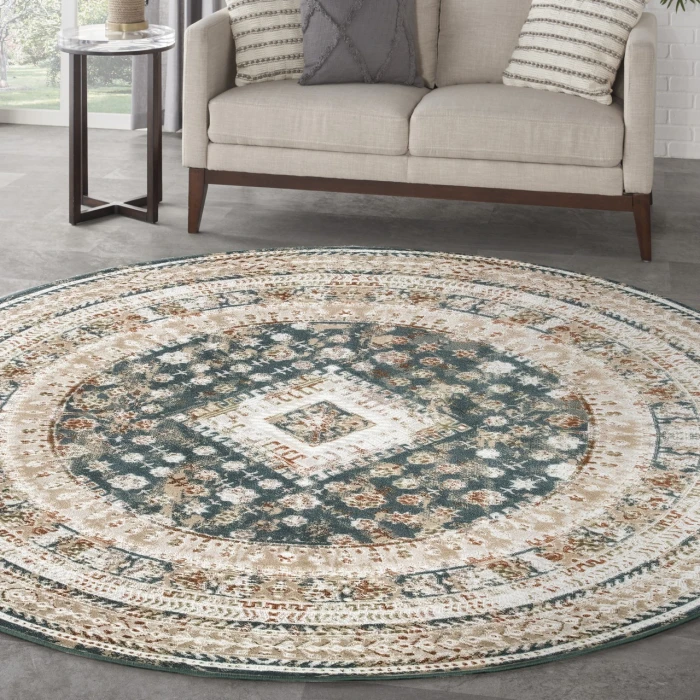 Nourison Thalia Green Ivory THL04 5ft.3in. x Round Rug