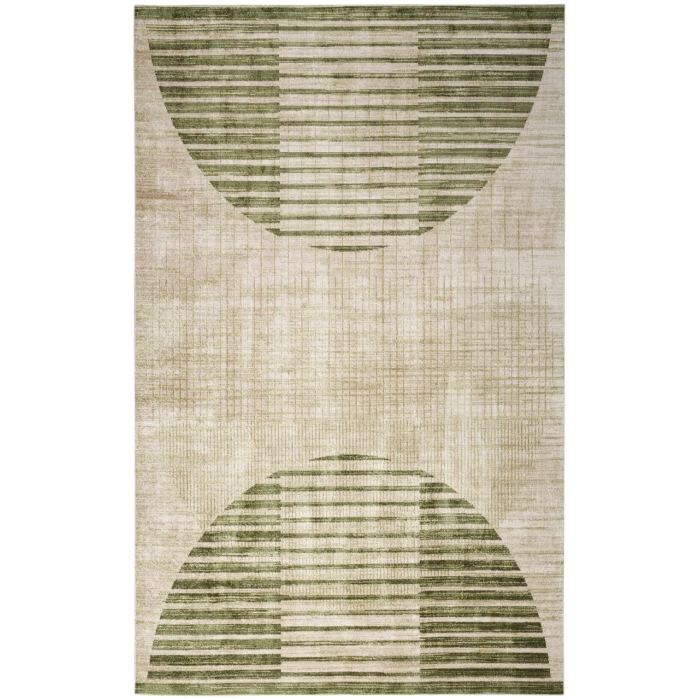 Nourison Astra Machine Washable Ivory Olive ASW03 6 ft. 7 in. X 9 ft. Rectangle Rug