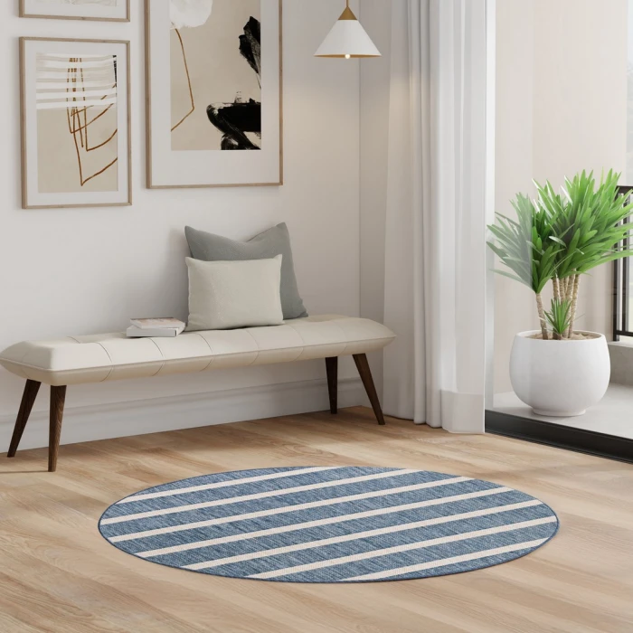 Nourison Positano Navy Ivory POS03 4ft. Round Rug