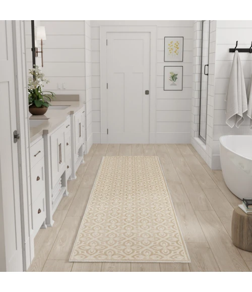 Nourison Home Washable Charm Beige WCH03 2ft.2in. x 8ft. Rect. Rug