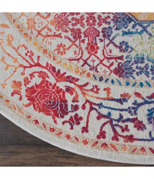 Nourison Home Ankara Global White ANR04 6ft. x Round Round Rug