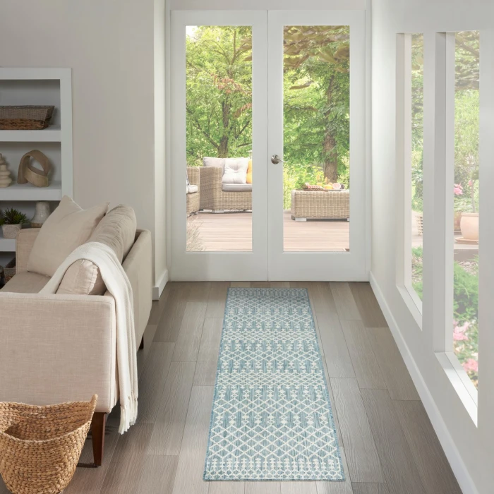 Nourison Positano Aqua POS02 2 ft. 2 in. X 12 ft. Rect. Rug
