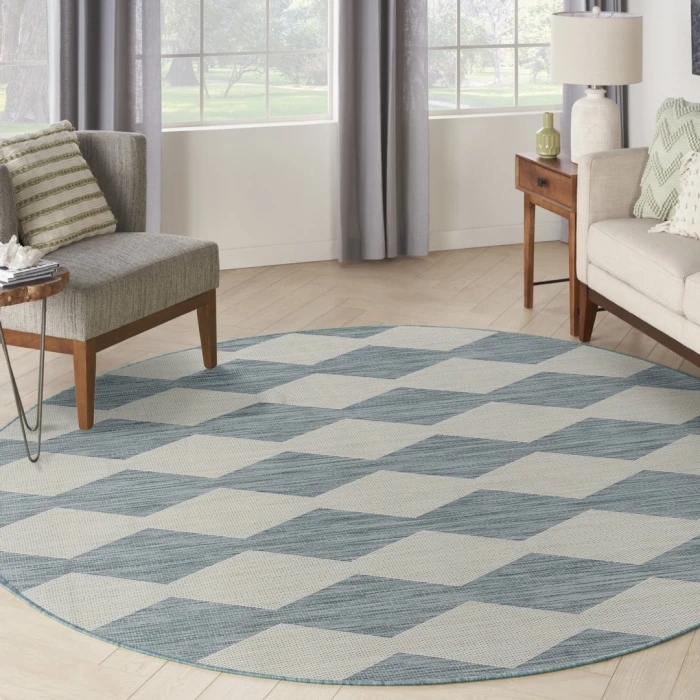Nourison Positano Aqua POS04 4ft. Round Rug