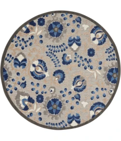 Nourison Home Aloha ALH17 Natural Blue 5 ft. 3 in. Round Area Rug