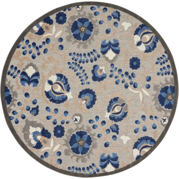 Nourison Aloha Round Area Rug ALH17-Natural/Blue