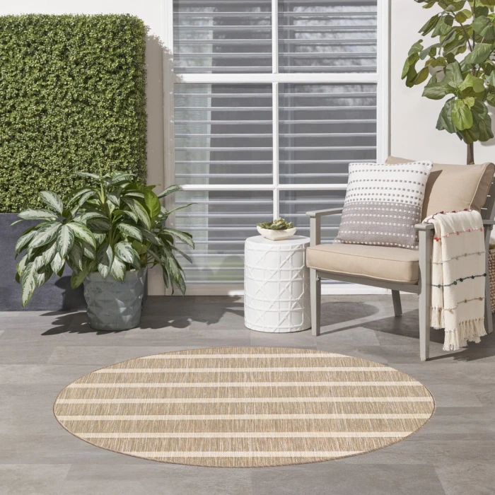 Nourison Positano Beige Ivory POS03 4ft. Round Rug
