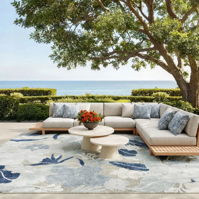 Nourison Suncoast Grey Navy SNC01 9ft. x 12ft. Rect. Rug