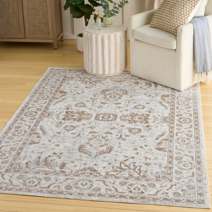 Nourison Astra Machine Washable Grey ASW20 4 ft. X 6 ft. Rect. Rug