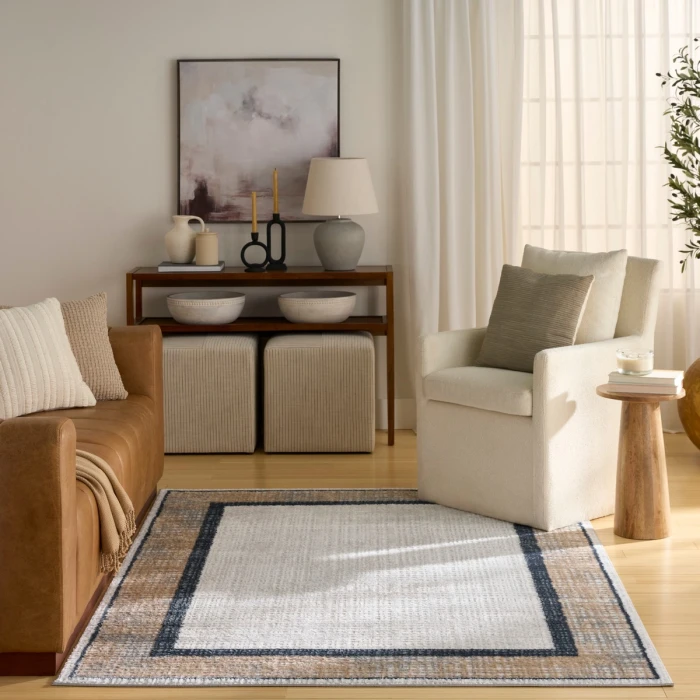 Nourison Dekor Grey Navy DEK06 5 ft. 3 in. X 7 ft. Rect. Rug