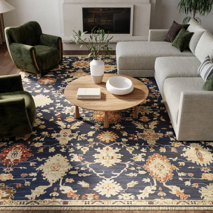 Nourison Home Antique Bloom Blue ANB01 5ft.6in. x 8ft.6in. Rect. Rug