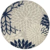 Nourison Home Aloha ALH05 Ivory Navy 5 ft. 3 in. Round Area Rug