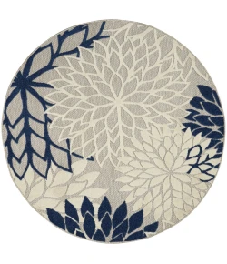 Nourison Home Aloha ALH05 Ivory Navy 5 ft. 3 in. Round Area Rug