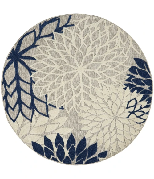Nourison Aloha Round Area Rug ALH05-Ivory/Navy