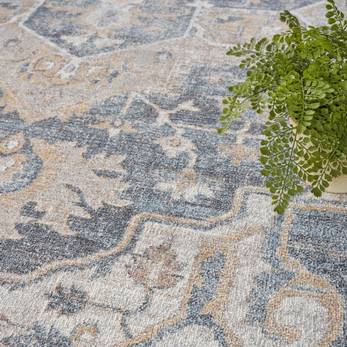 Nourison Astra Machine Washable Area Rug ASW12 Grey/Blue