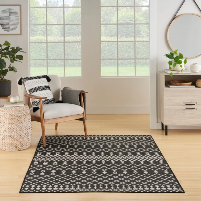Nourison Positano Black POS02 4 ft. X 6 ft. Rect. Rug