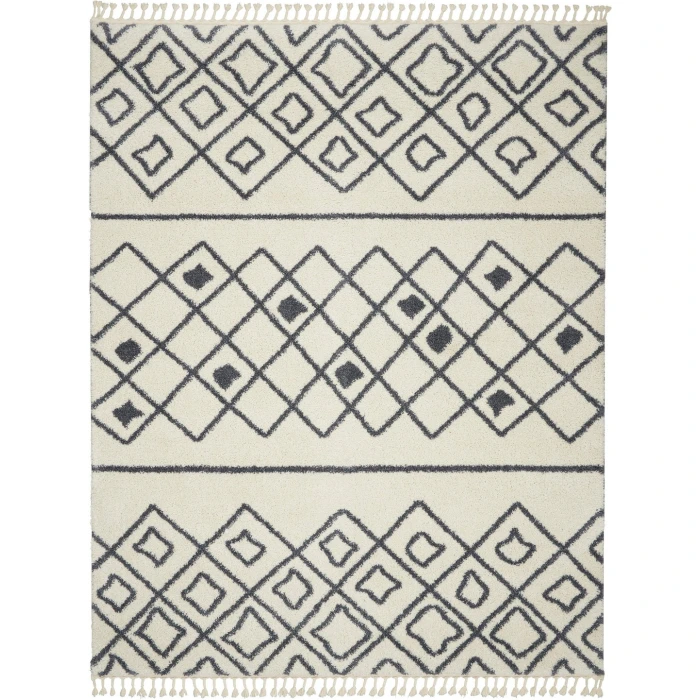 Nourison Serenity Shag Ivory/Slate SRS02 7ft. 10in. x 10ft. 6in. Rect. Rug