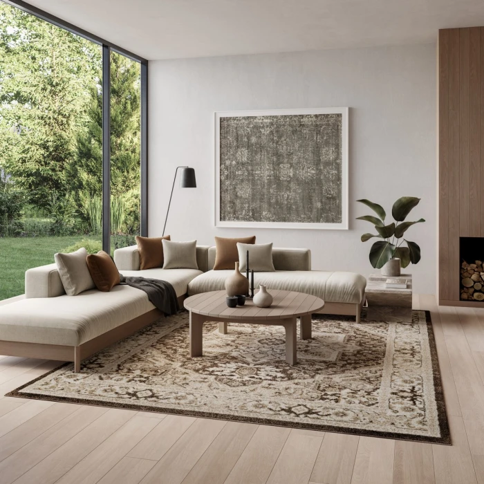 Nourison Dekor Brown Ivory DEK08 7 ft. 10 in. x 9 ft. 10 in. Rect. Rug