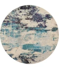 Nourison Celestial Round Area Rug CES02-Ivory/Teal Blue
