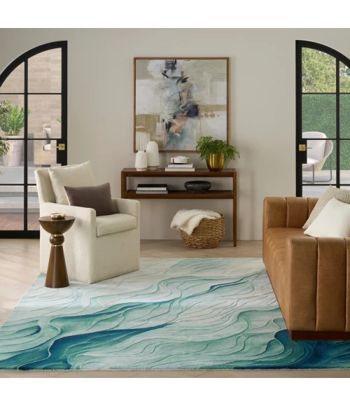 Nourison Prismatic Silver Green PRS42 6 ft. X 8 ft. Rect. Rug