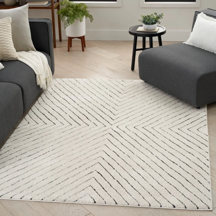 Nourison Modern Comfort Ivory Black MNC01 8 ft. X 10 ft. Rect. Rug