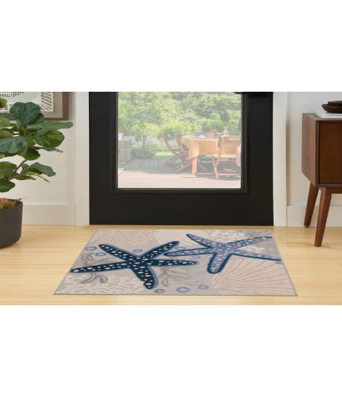 Nourison Aloha Blue Grey ALH24 3 ft. Square Rug