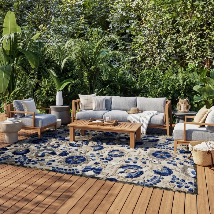 Nourison Aloha Natural Blue ALH17 9 ft. X 12 ft. Rect. Rug