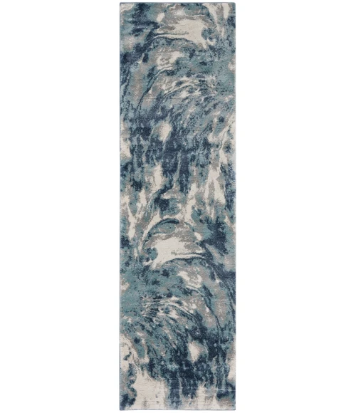 Kathy Ireland American Manor Area Rug AMR03 Blue/Ivory 2'2" x 7'6"