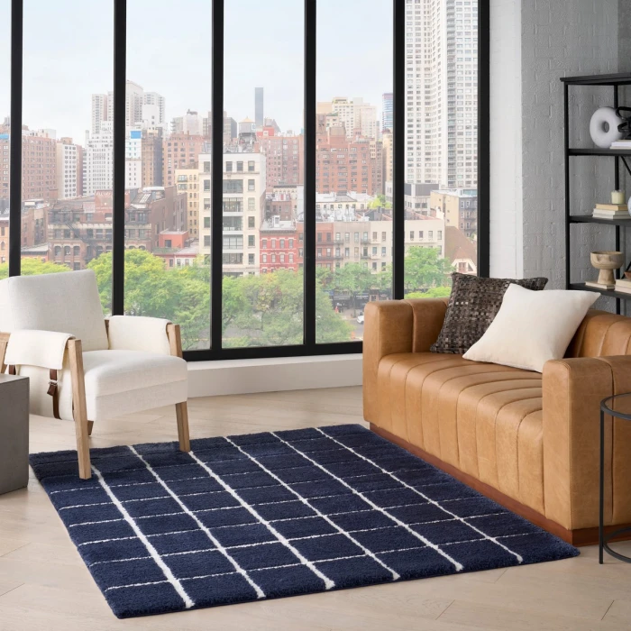DKNY West End Ave Navy Ivory WTE01 5 ft. X 7 ft. Rect. Rug