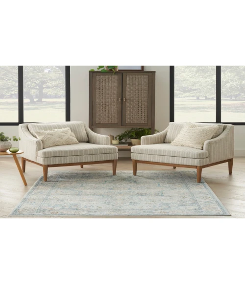 Nourison Astra Machine Washable Light Blue ASW12 5 ft. 3 in. X 7 ft. Rectangle Rug