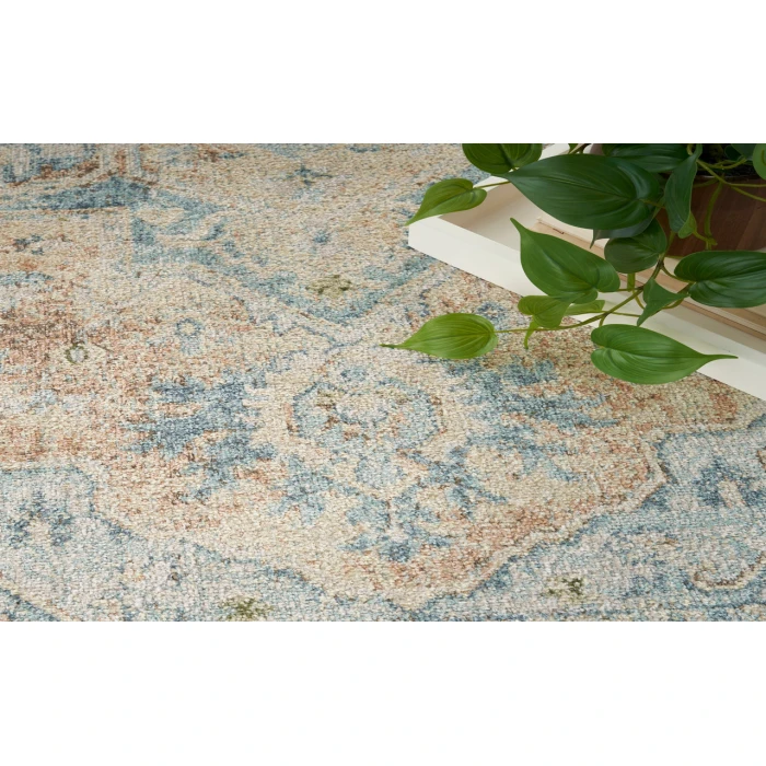 Nourison Astra Machine Washable Beige Blue ASW12 7 ft. 10 in. X 10 ft. Rectangle Rug