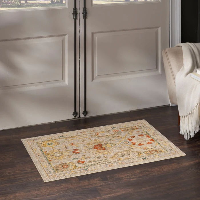 Nourison Antique Bloom Taupe Multicolor ANB02 2ft. x 3ft. Rect. Rug