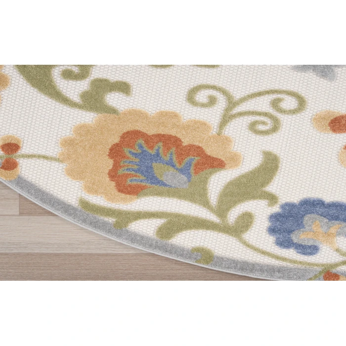 Nourison Aloha Ivory Blue ALH17 5 ft. 3 in. Round Rug