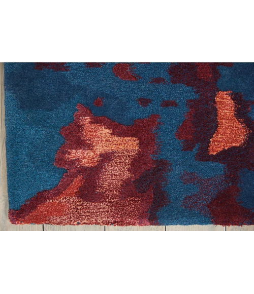 Nourison Prismatic Area Rug PRS13 Blue/Flame 7'9" x 9'9"